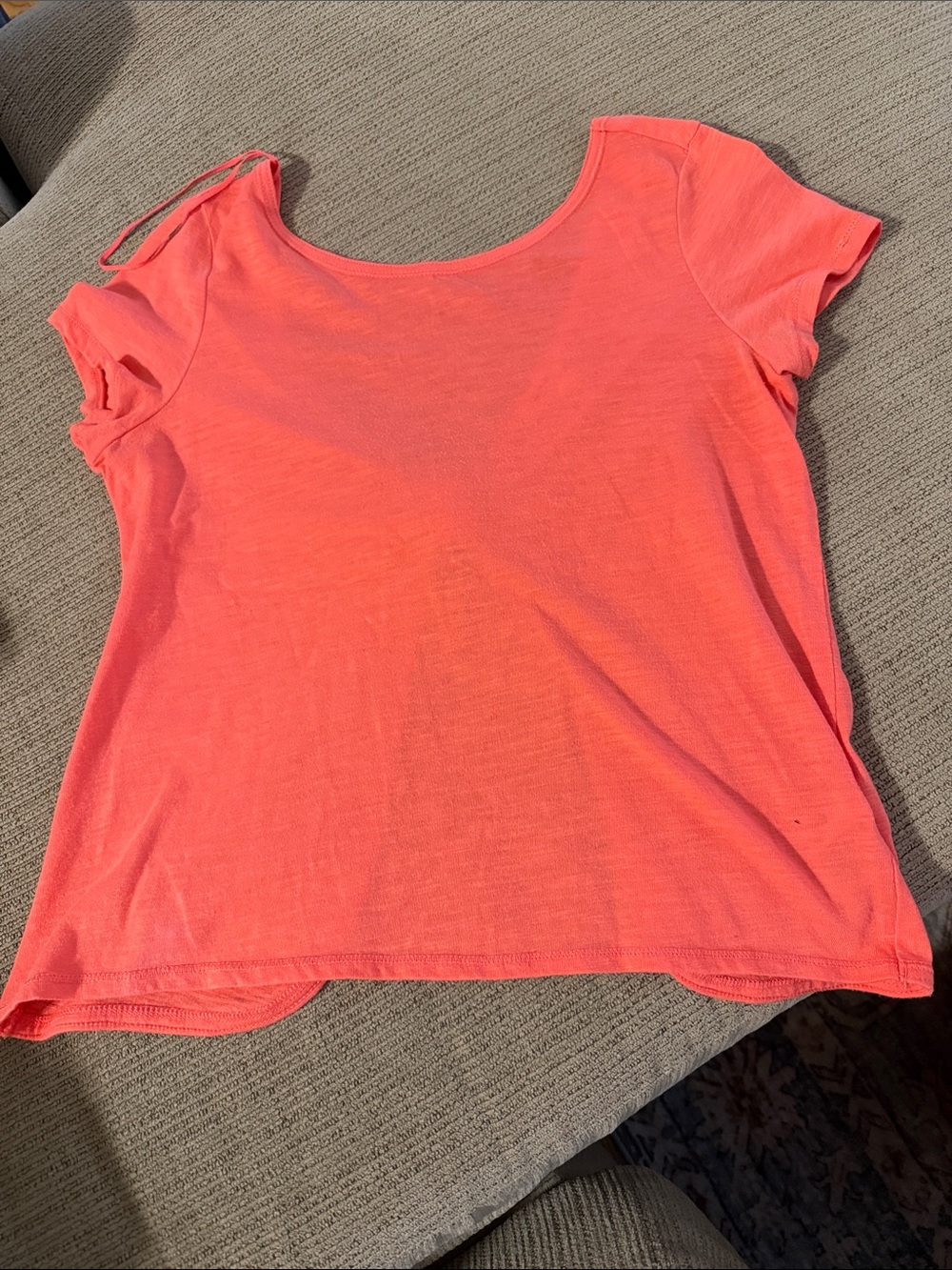Aeropostale Neon Coral Short Sleeve Scoop Tee